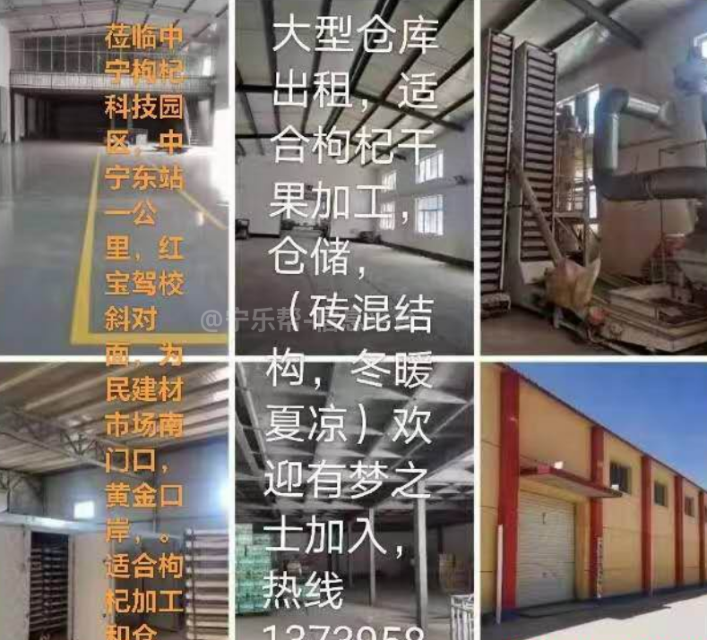 出租宁夏中宁县枸杞科技园区仓库3000m2水